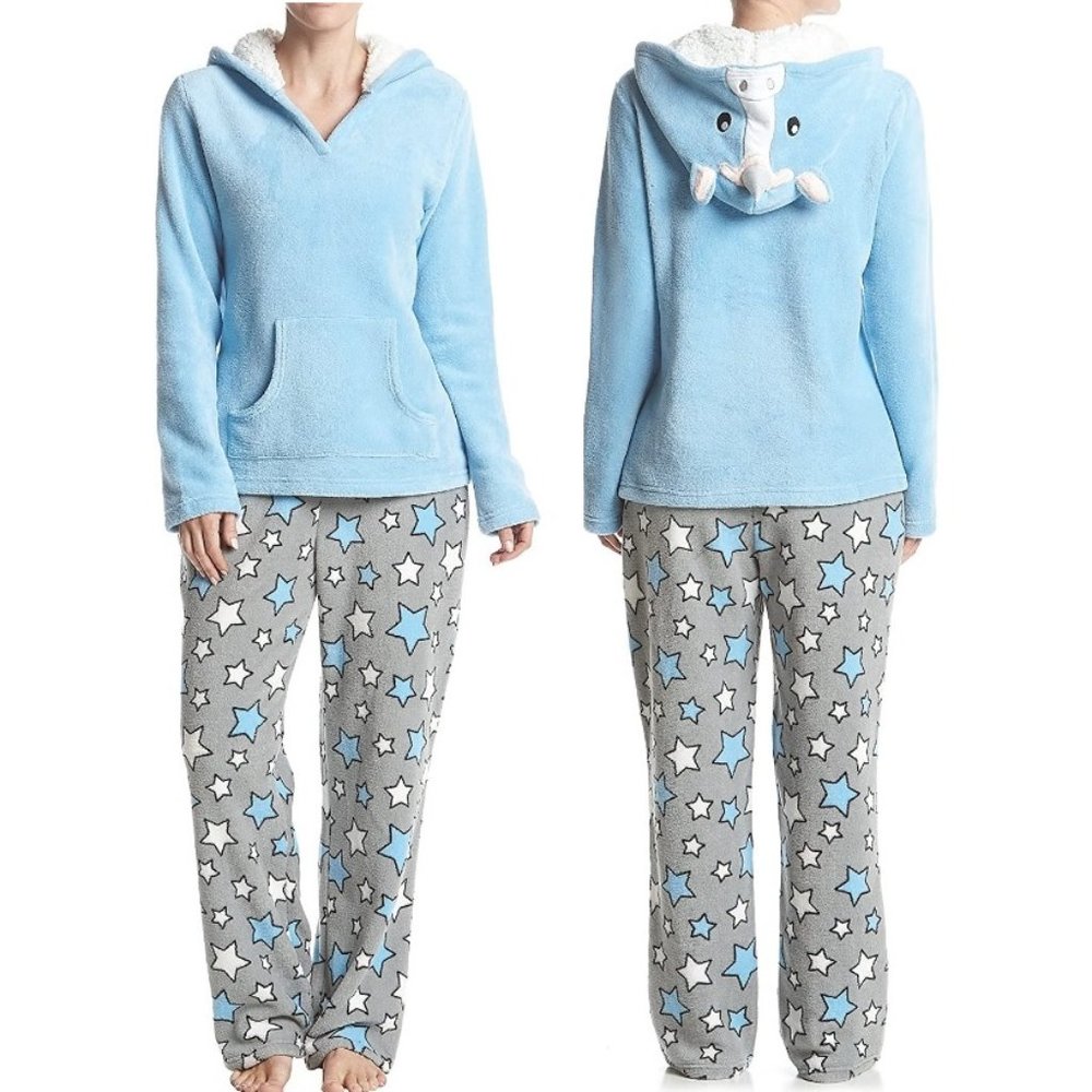 Zoe & Bella Unicorn 2 pc Fleece Pajama Set-- Hooded Shirt Pants Size Medium NWT